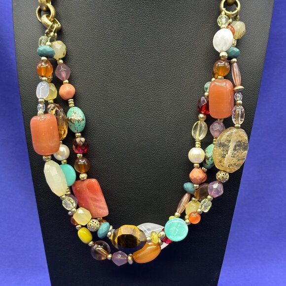 Lia Sophia Multi-Strand Colorful Beads Brass-Tone Necklace - Picture 1 of 15